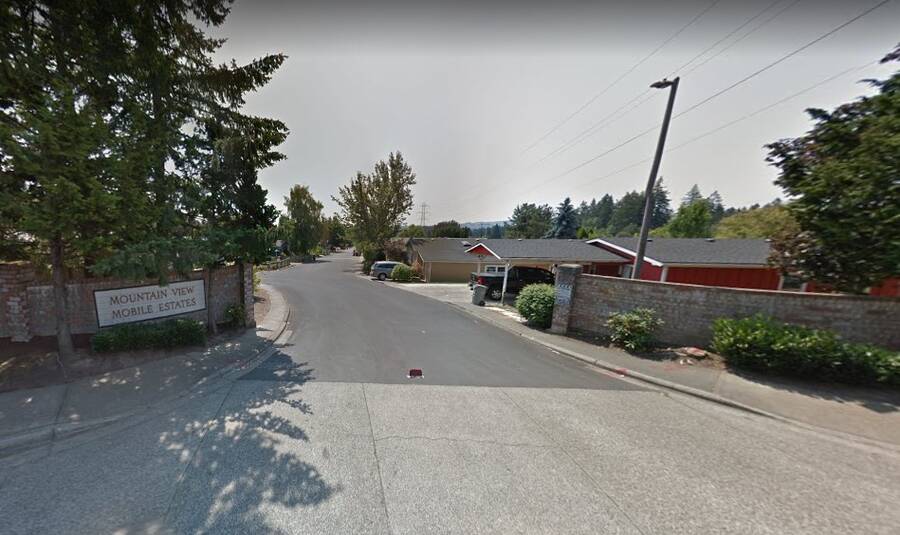 Entrance drive into the community